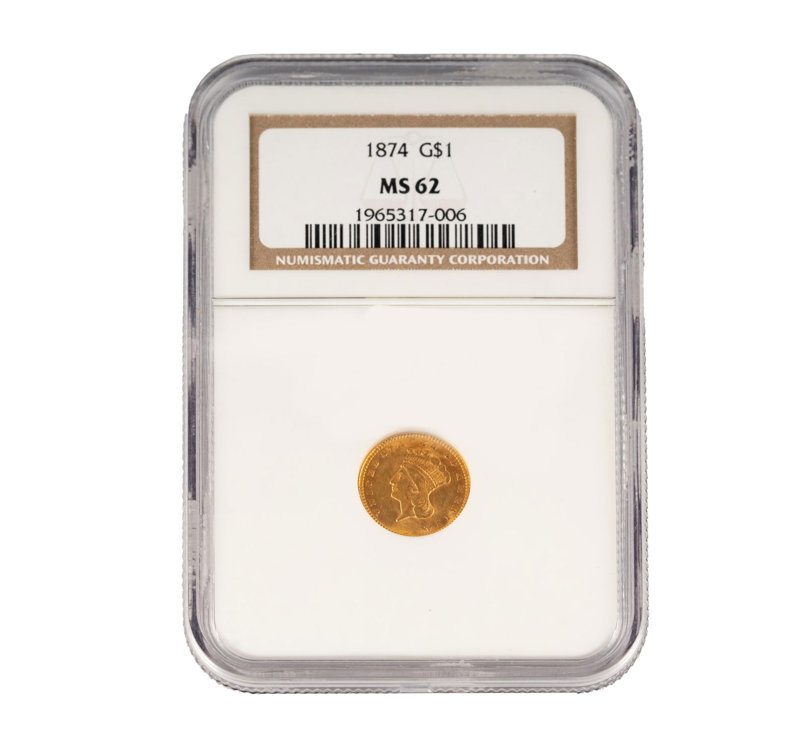 1874 US $1.00 Gold Coin (1 of 5)