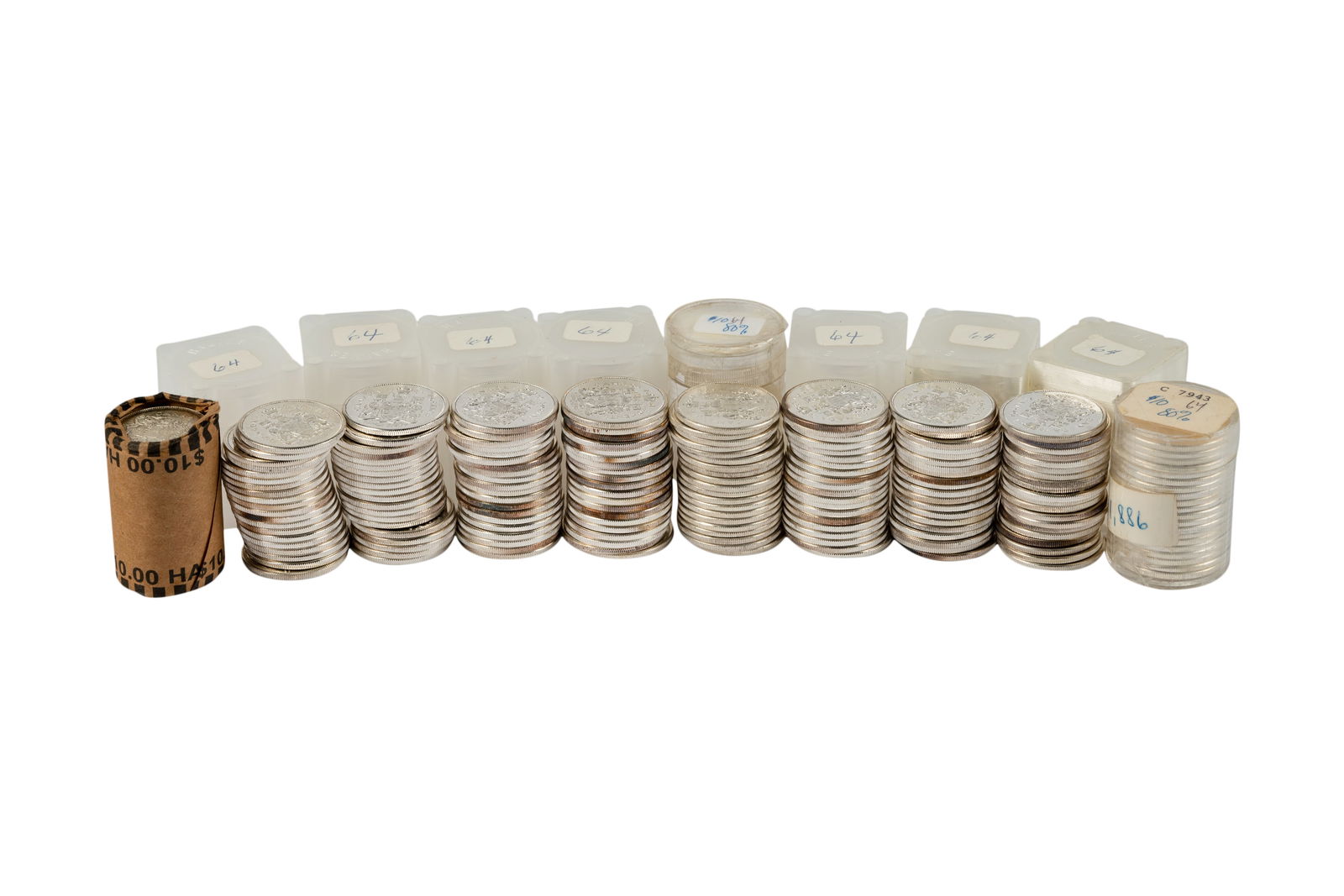 10 Rolls of 1964 Canadian Silver 50 Cent Coins (1 of 9)