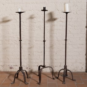 A Group of Wrought Iron Floor Prickets