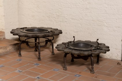 Two Spanish Repousse-Decorated Braziers