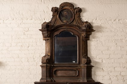 A Spanish Renaissance Parcel Gilt and Faux Marble Painted Altar Frame