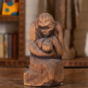 A Carved Wood Figure of the Virgin and Child