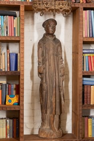 A Continental Carved Wood Figure of a Saint