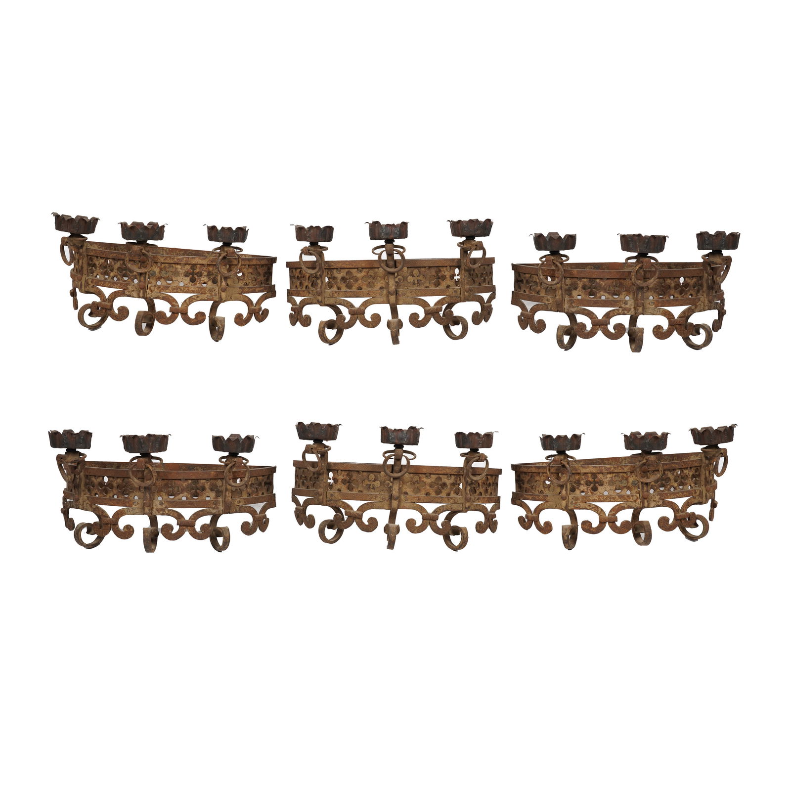 A Set of Six Wrought Iron Wall Lights (1 of 12)