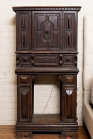 A Continental Walnut Court Cupboard