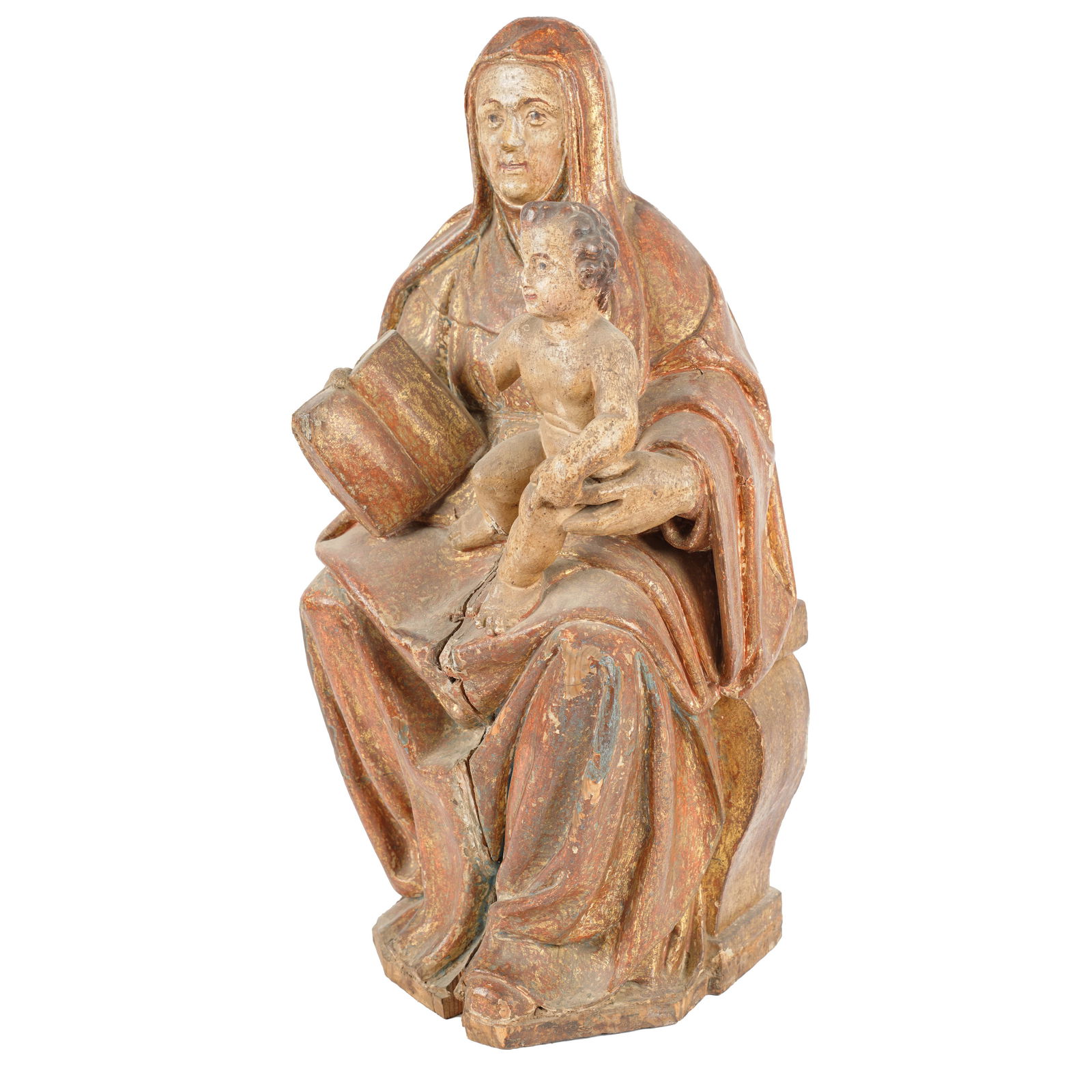 A Carved Wood and Polychrome-Painted Figural Group of the Virgin and Child (1 of 9)