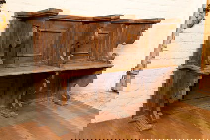 A Spanish Colonial Walnut Two-Seat Choir Stall