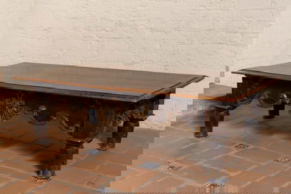 A Spanish Baroque-Style Carved Walnut Low Table