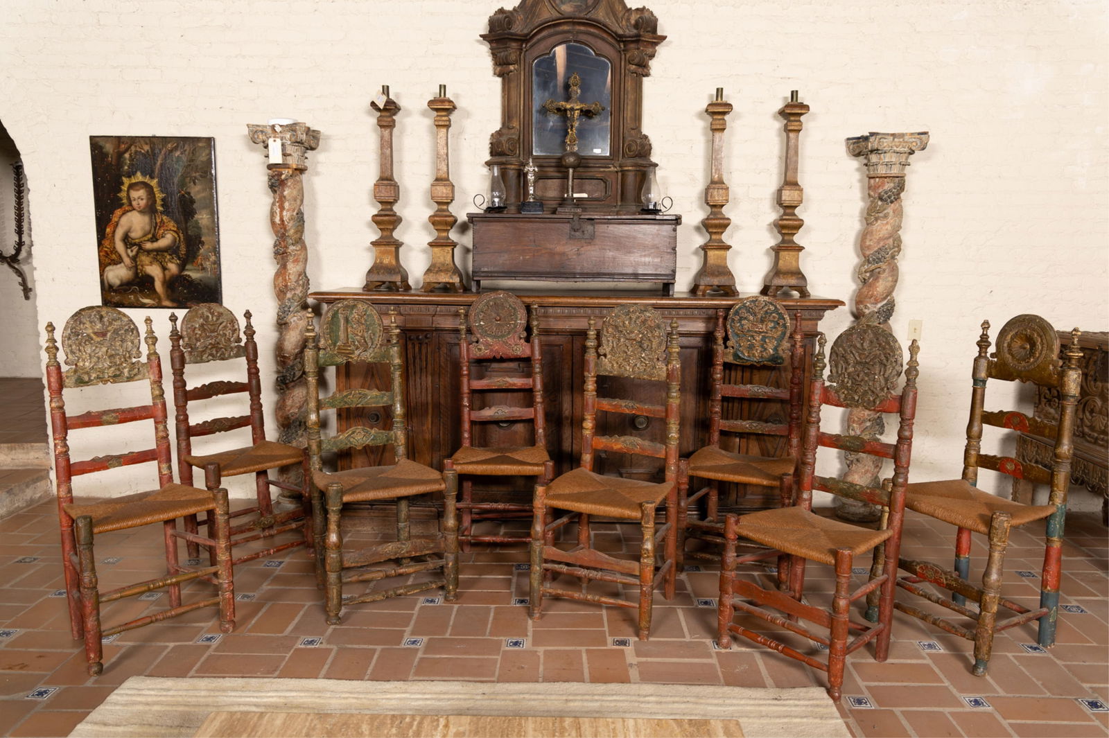 An Assembled Set of Eight Spanish Baroque Dining Chairs (1 of 20)