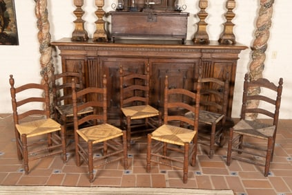 An Assembled Set of Seven Ladder-Back Side Chairs