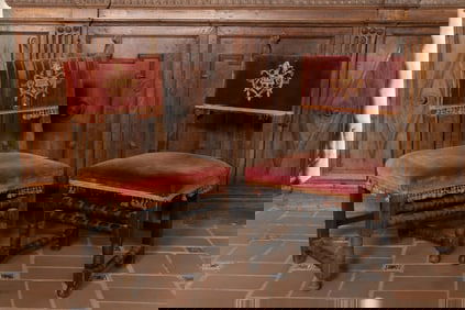 A Pair of Continental Baroque-Style Walnut Side Chairs