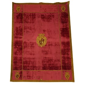An Italian Red Velvet and Gilt Thread Wall Hanging