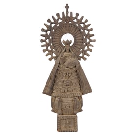 A Mexican Carved Wood Figural Group of the Madonna and Child