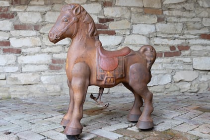 A Mobo Vintage Painted Cast Metal Toy Horse