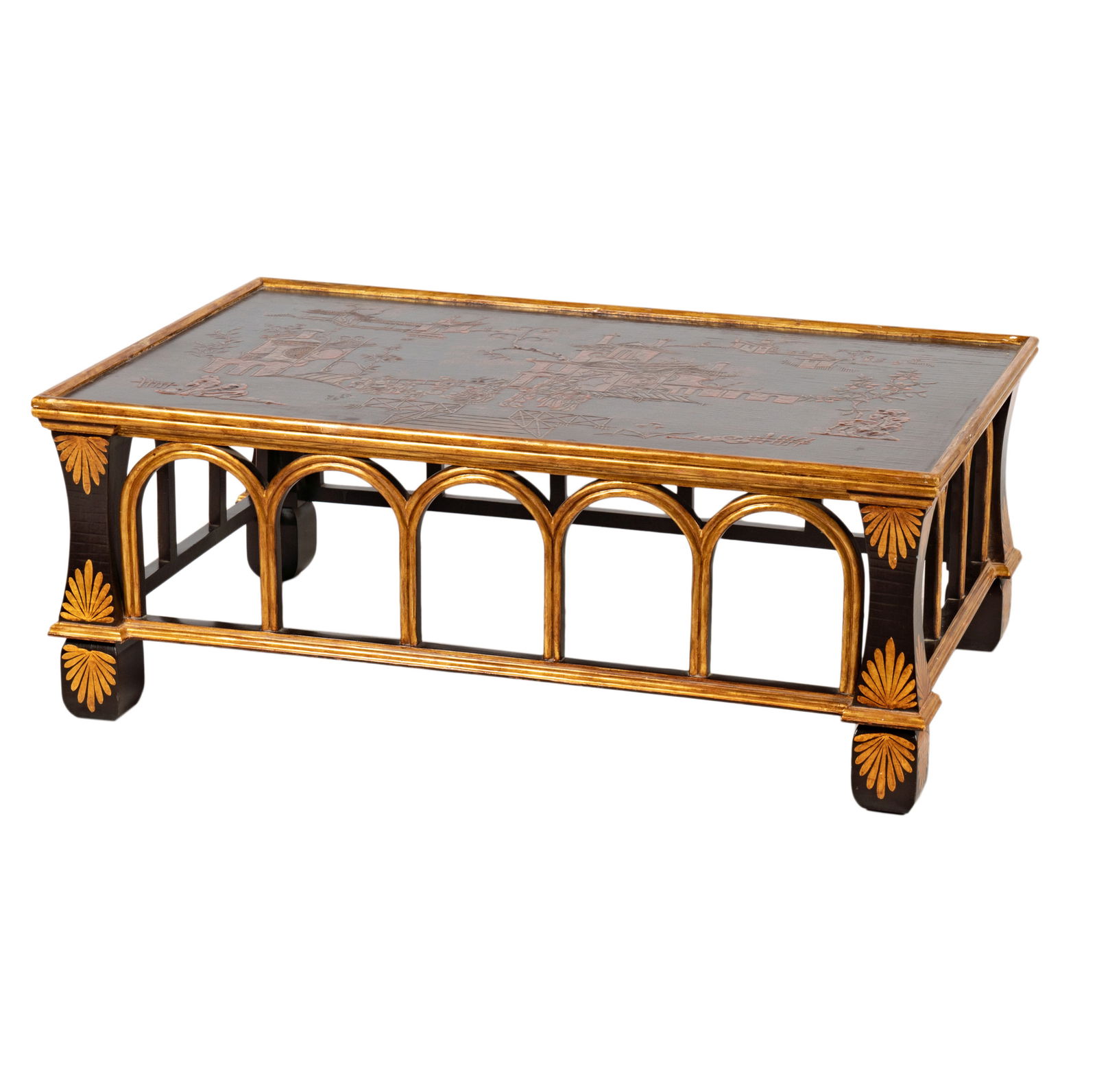 L. Rossi: Fine Regency-Style Black and Gold Chinoiserie Coffee Table (1 of 16)