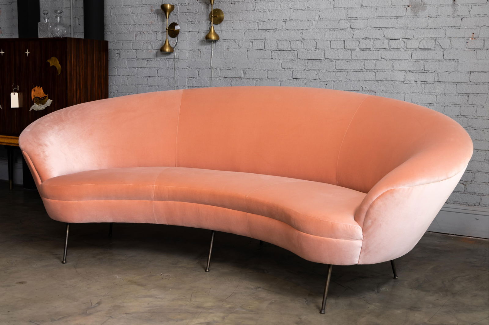 Adesso Imports Studio Line: Pink Velvet and Brass Sofa (1 of 19)