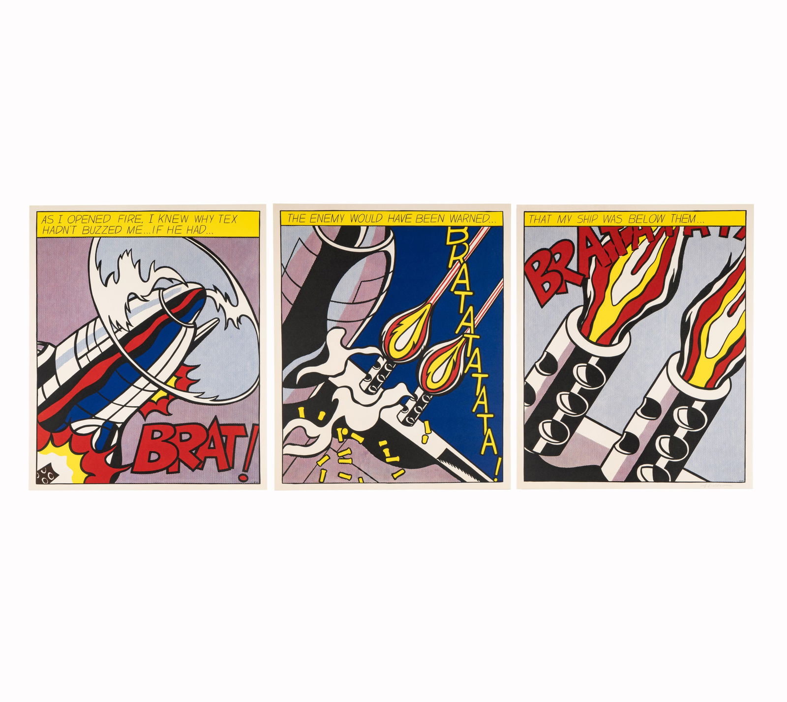 After Roy Lichtenstein (1923 - 1997): As I Opened Fire Poster (triptych) (1 of 13)