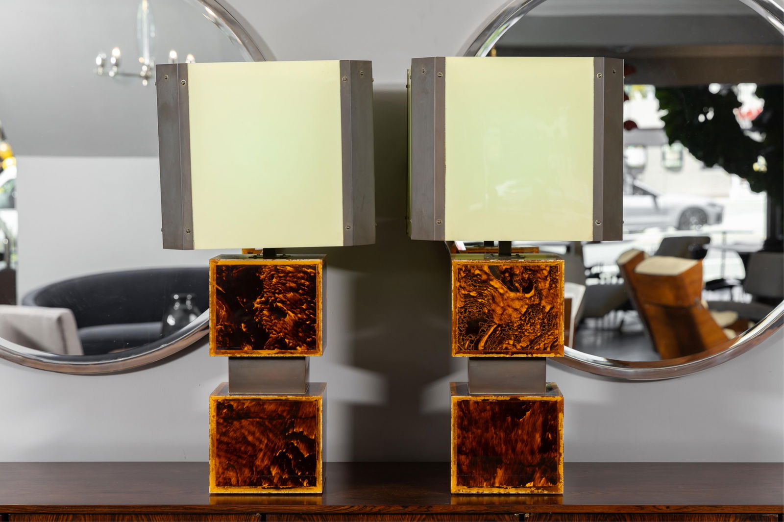 A Pair Pair of Brazilian Modernist Brass and Acrylic Table Lamps (1 of 19)