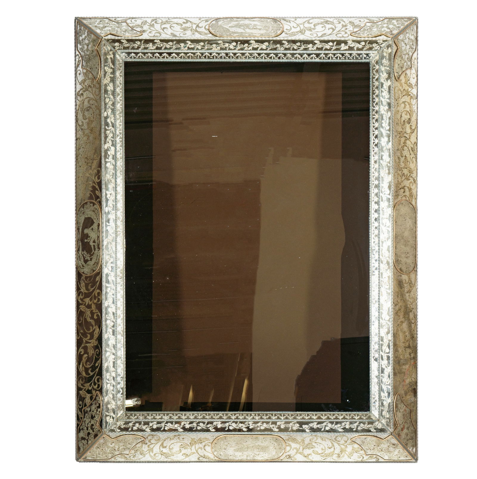 L. Rossi: Superb Neoclassic Style Hand-Etched & Antiqued Beveled Mirror Frame (1 of 13)