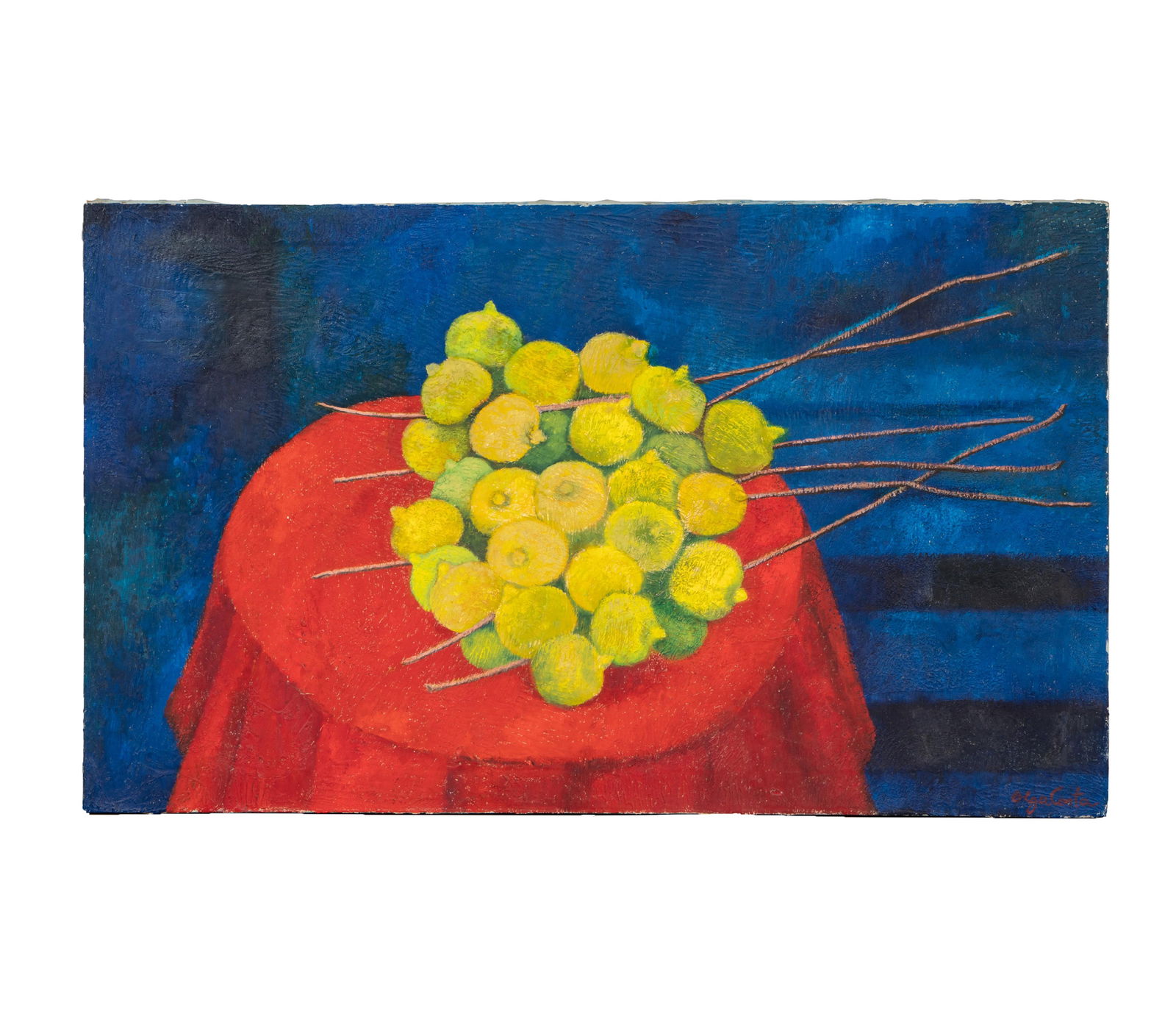 Olga Costa (1913 - 1994): Lemons: Olga Costa 1913 - 1994 Lemons oil on canvas 1969; signed lower right 24 x 39 1/2 in. (61 x 100.3 cm.) Provenance: Sold Matsart Auctioneers and Appraisers June 30, 2010