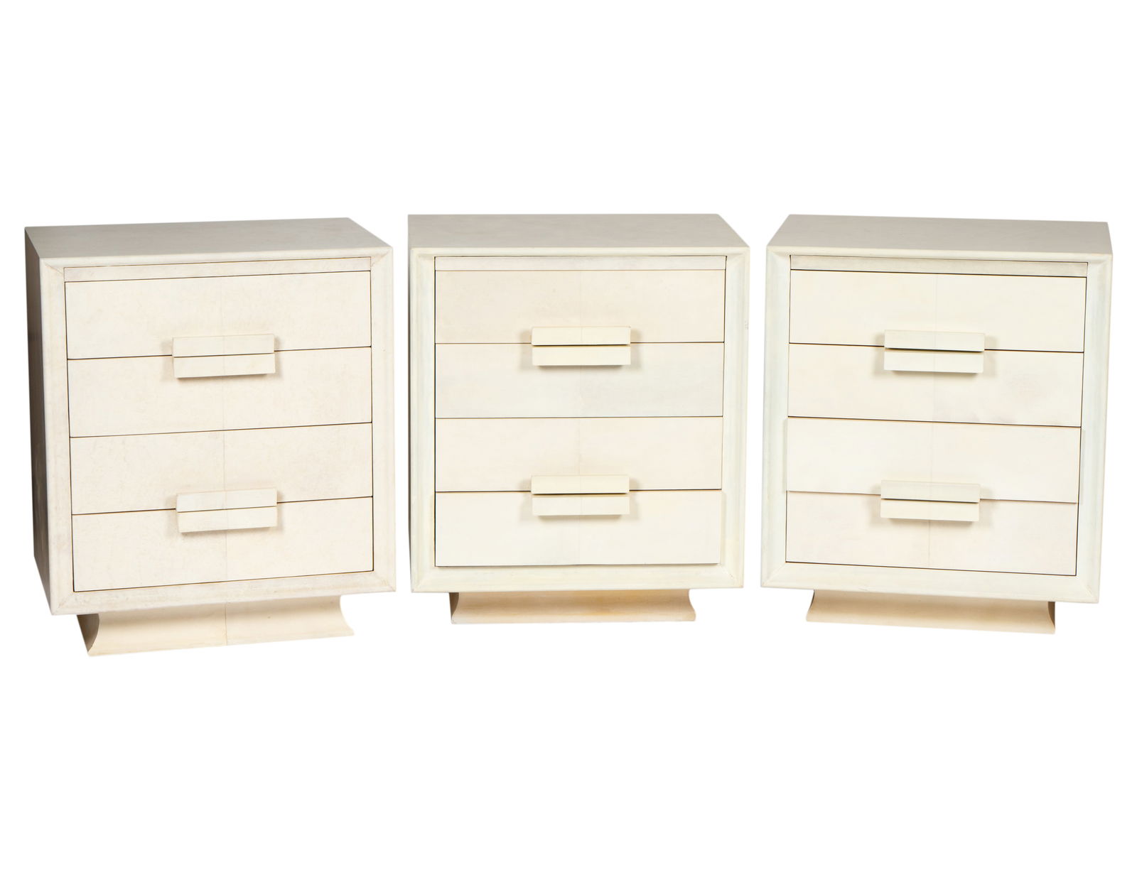 L. Rossi: Set of Three Art Deco-Style White Parchment Bachelor Chests (1 of 18)