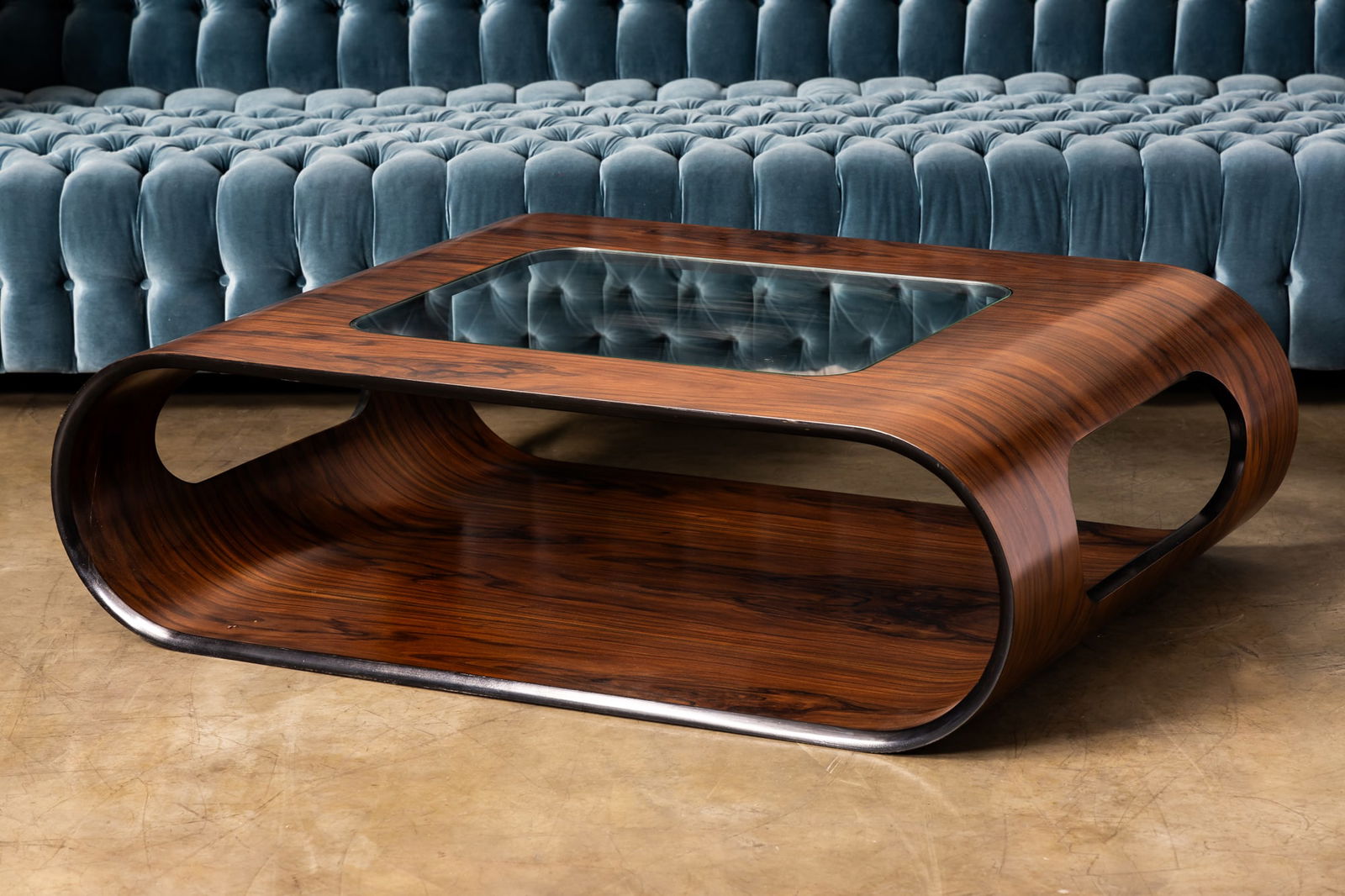 Brazilian Rosewood and Glass Coffee Table (1 of 11)