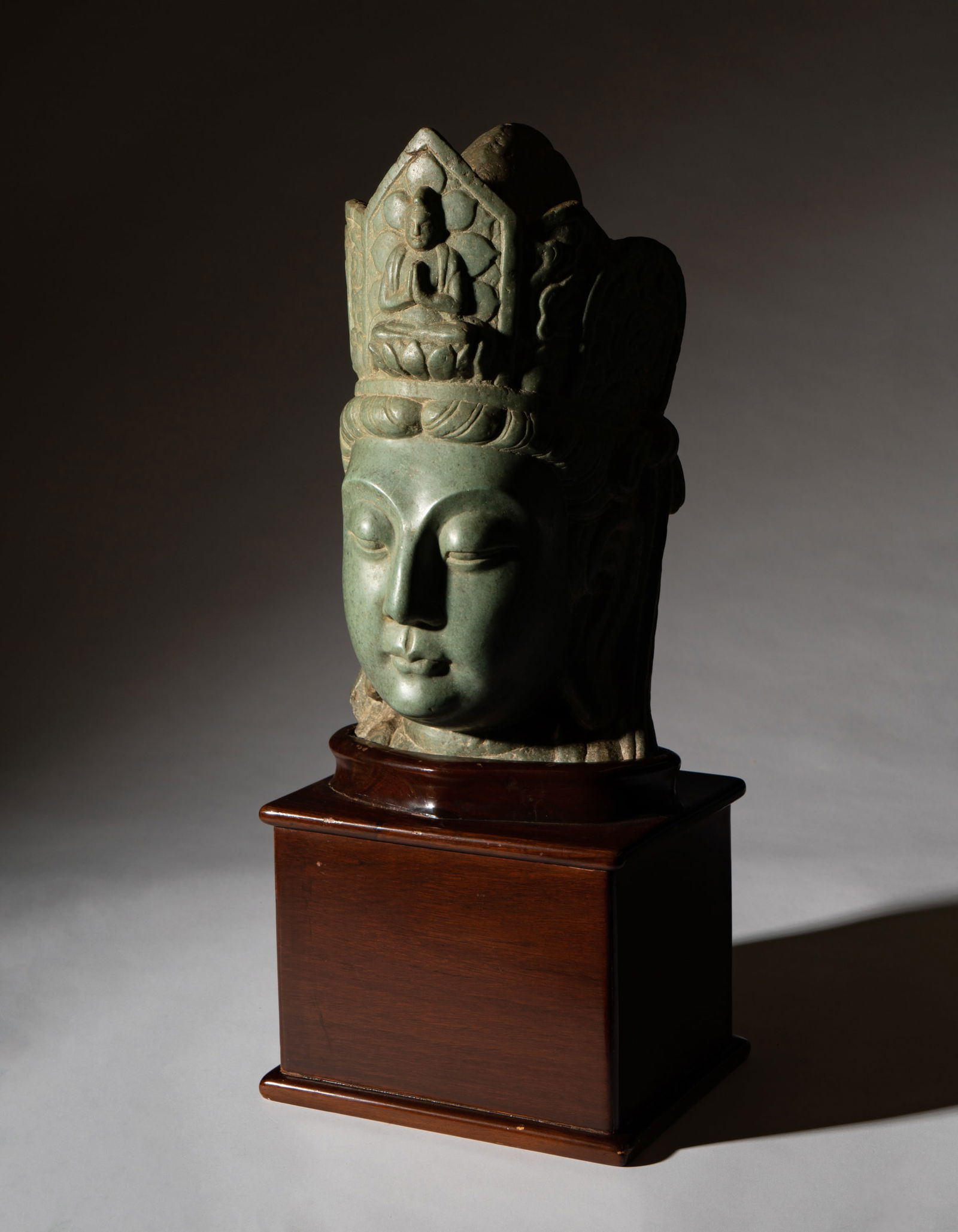 A Chinese Carved Green Stone Head of Buddha (1 of 19)