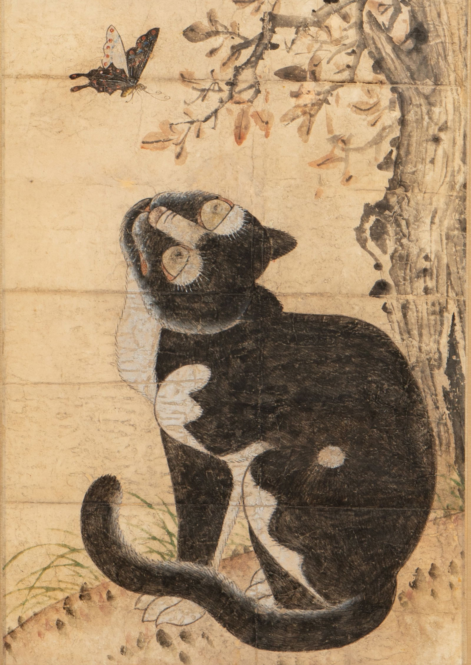 A Korean Folk Art Scroll Painting of Cat and Butterfly (1 of 13)