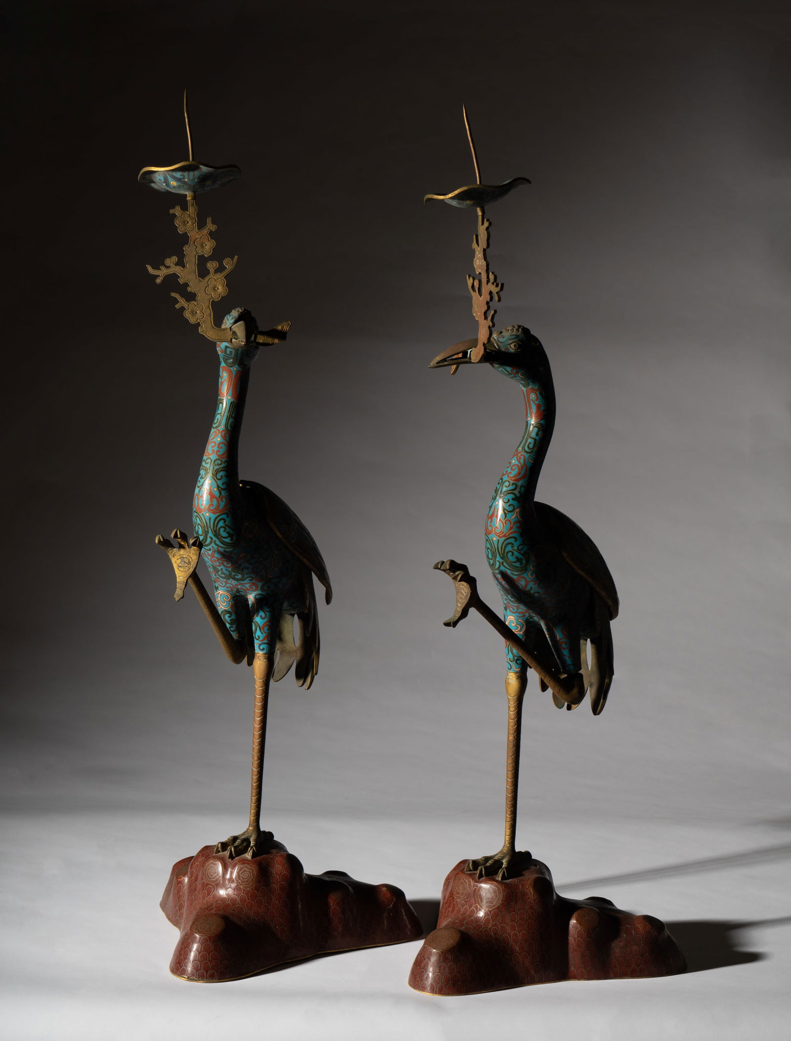 A Pair of Chinese Cloisonne Crane Figures (1 of 18)