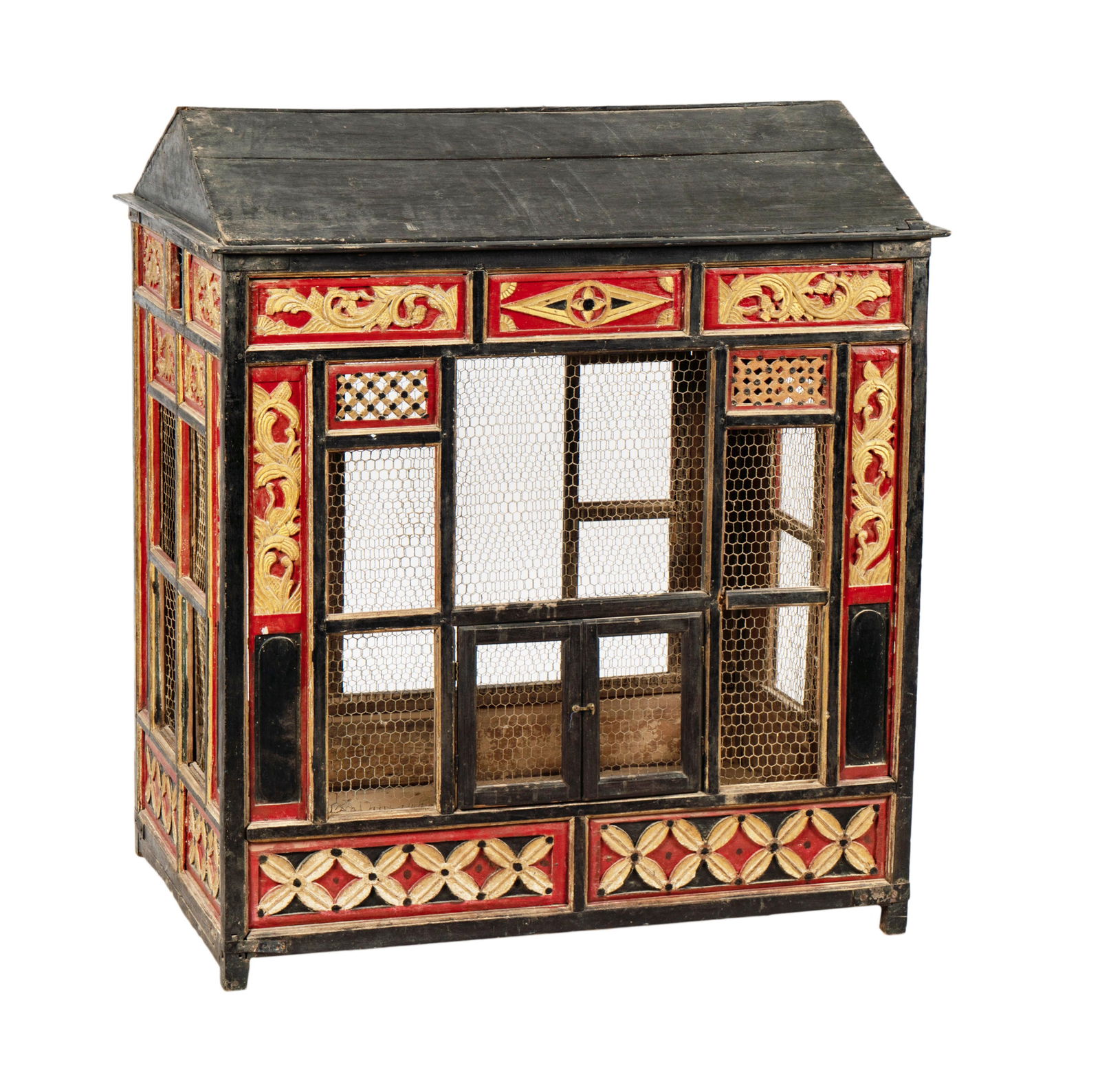 A Thai Carved and Polychromed Wood Birdcage (1 of 10)