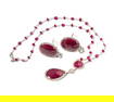 White Gold, Ruby and Diamond Pendant Necklace with Earrings