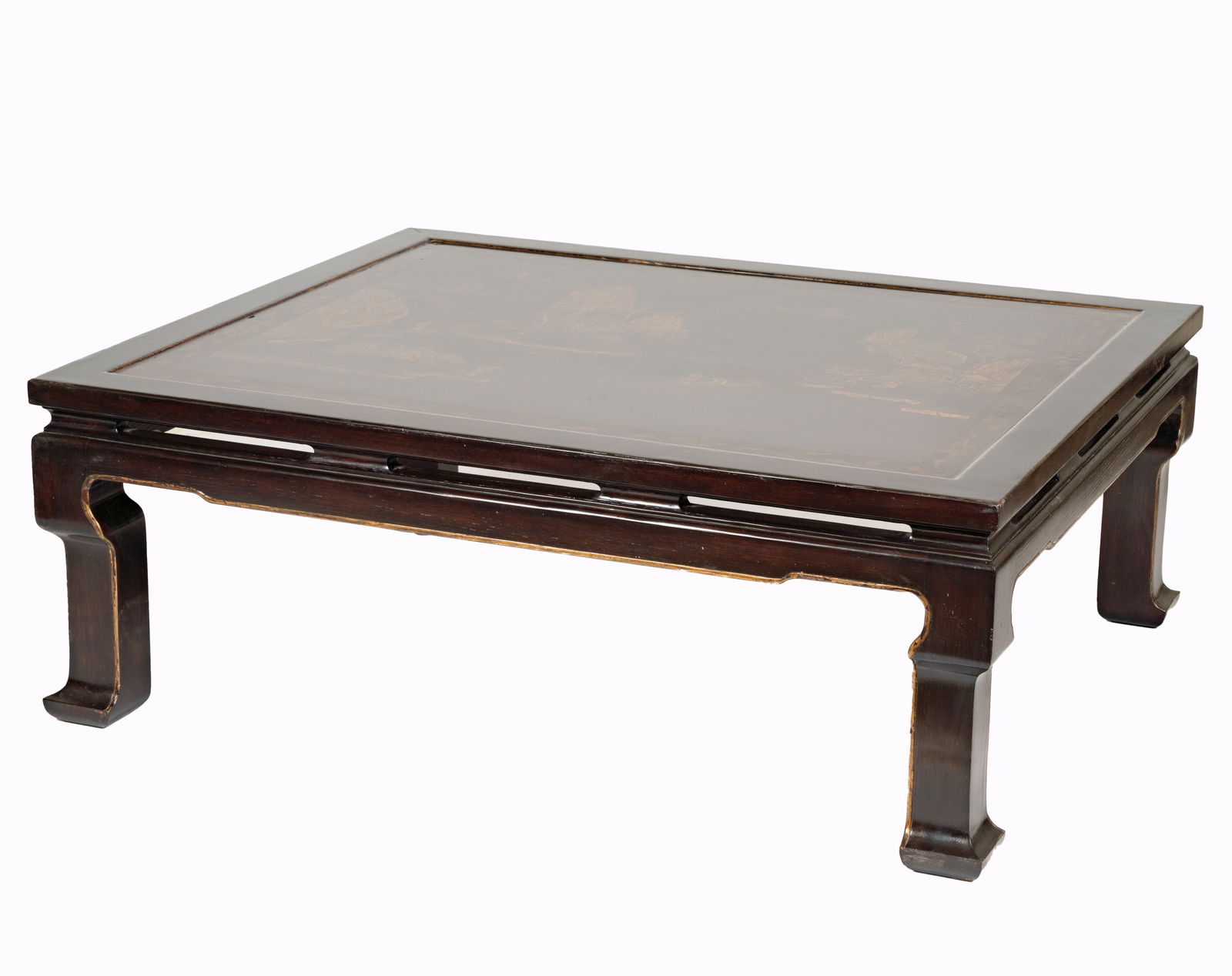 L. Rossi: Chinoiserie Brown and Gilt Lacquer Coffee Table (1 of 11)