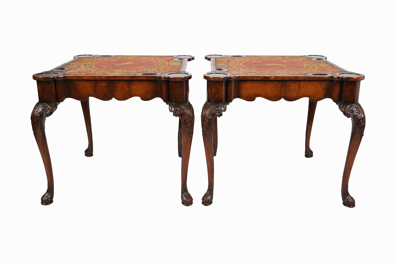 A Pair of Antique Georgian-Style Mahogany and Needlepoint Games Tables (1 of 13)