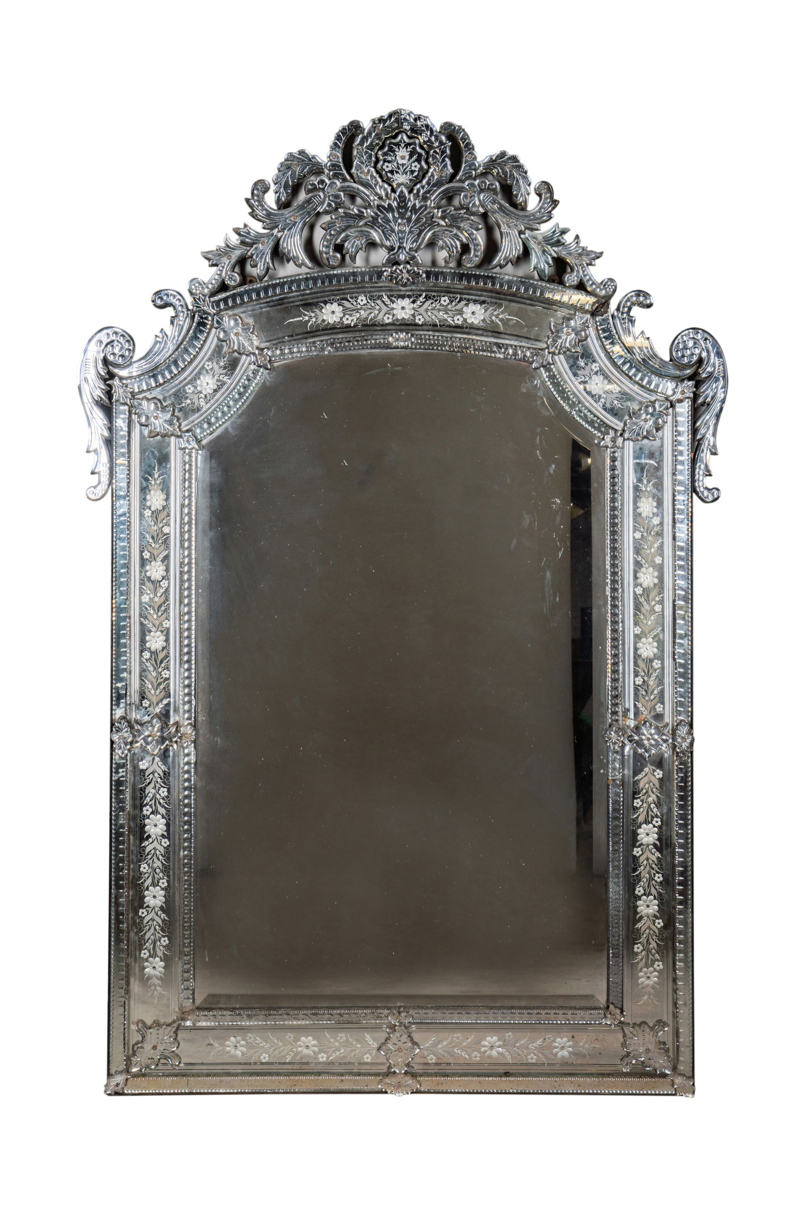 A Venetian Etched and Cut-Glass Wall Mirror (1 of 7)