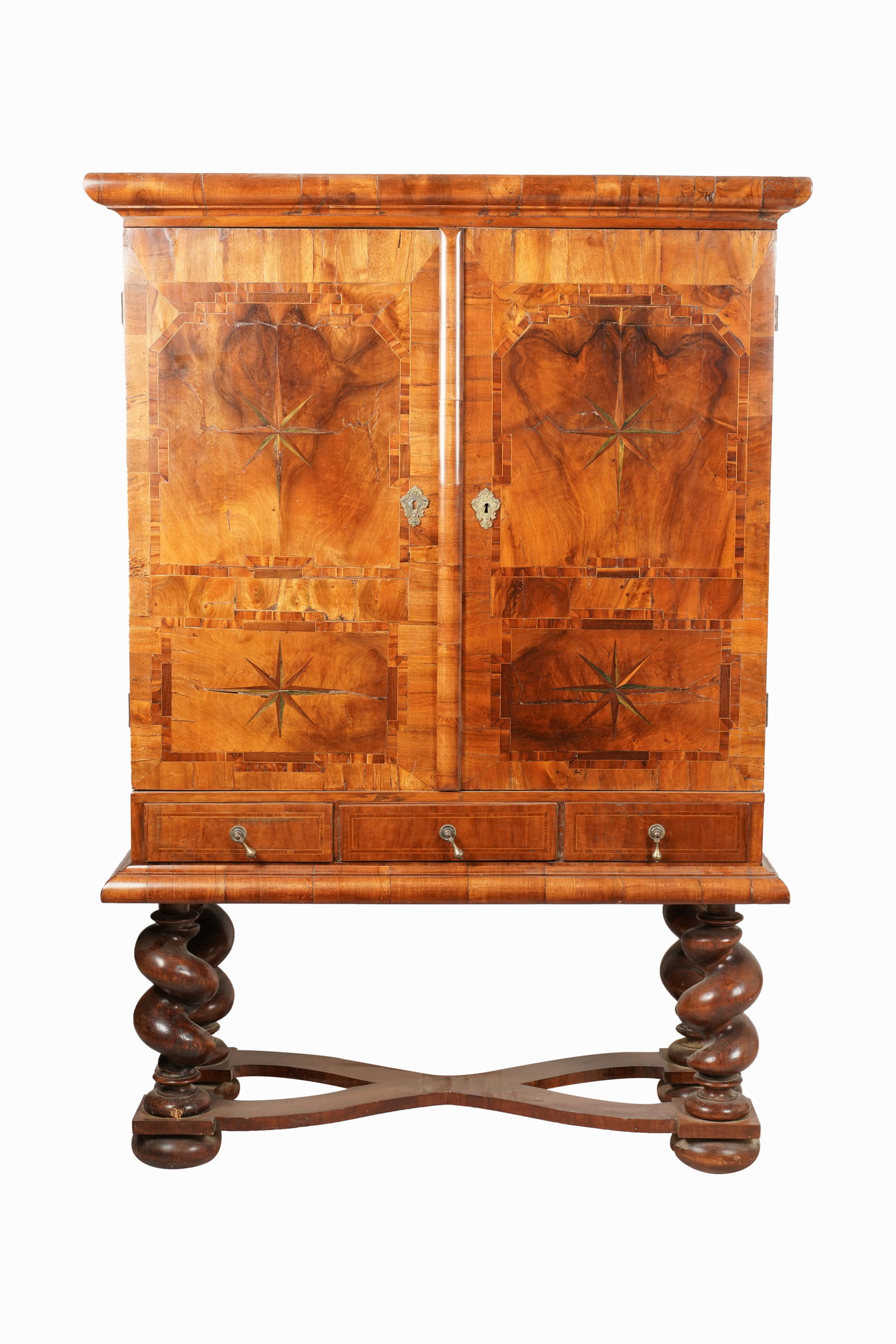 A German Baroque Walnut and Marquetry Cabinet on Stand (1 of 14)