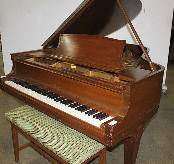 STEINWAY AND SONS MAHOGANY CASE GRAND PIANO: circa 1920, model "O"; serial number "203001"; with bench 5'10 1/2''