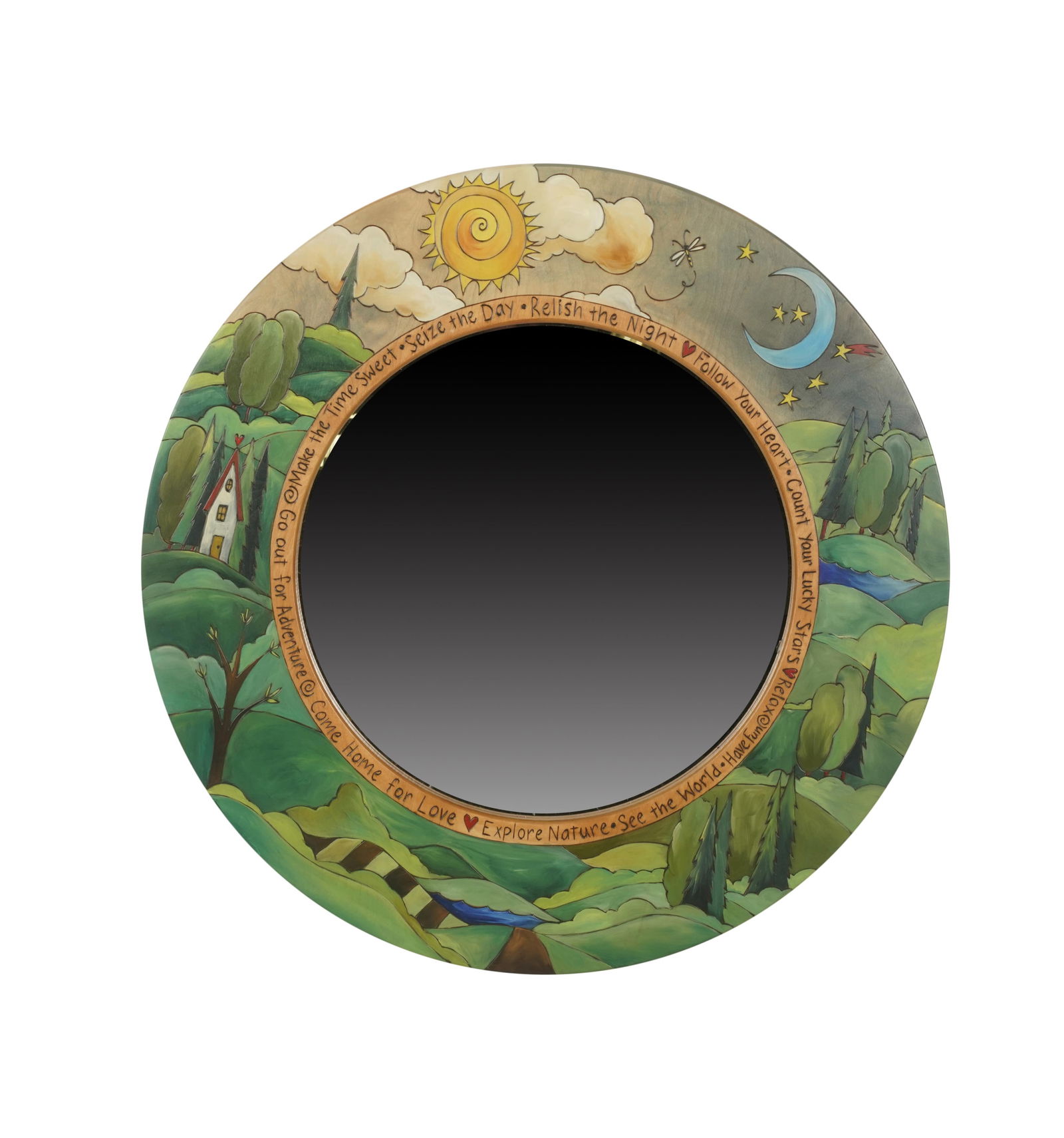 A Sticks Furniture Painted Wood Round Mirror (1 of 8)