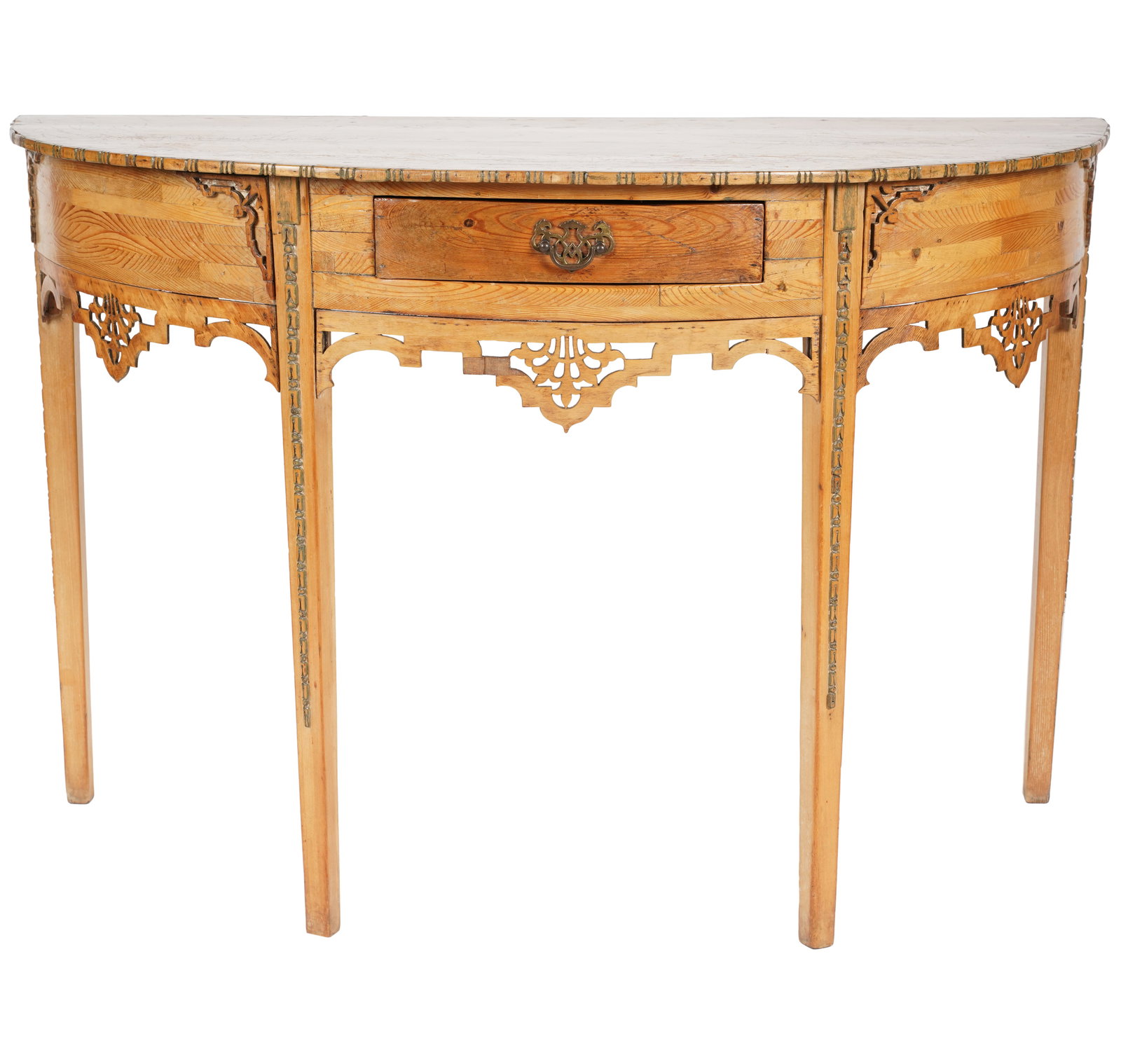 An Edwardian Pine Demilune Console Table (1 of 9)