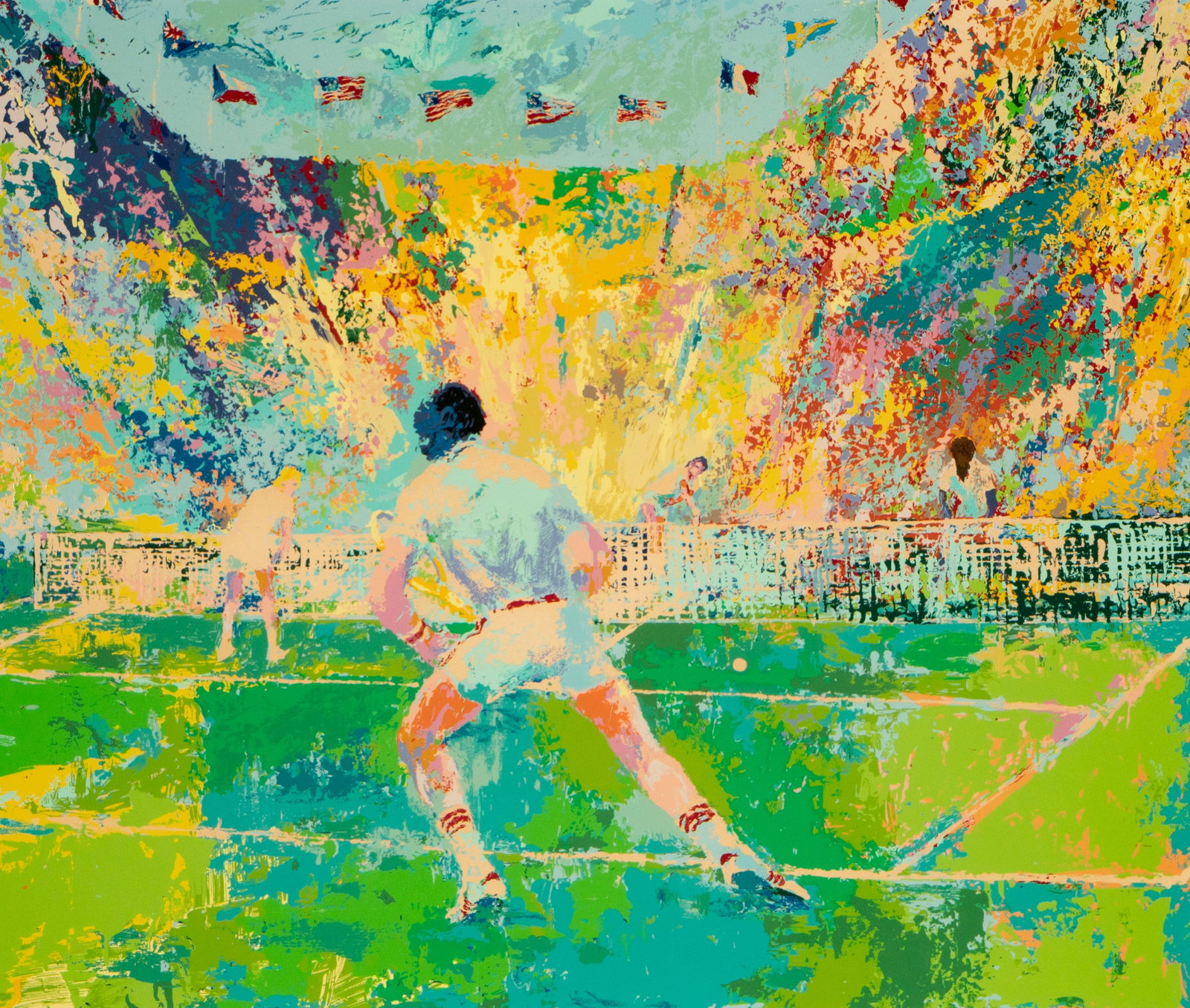 LeRoy Neiman (1921 - 2012): Stadium Tennis: serigraph; 1977; ed. 86/300; signed and numbered in pencil Image: 30 x 36 in. (76.2 x 91.4 cm.), Frame: 40 1/2 x 44 1/2 in. (102.9 x 113 cm.)