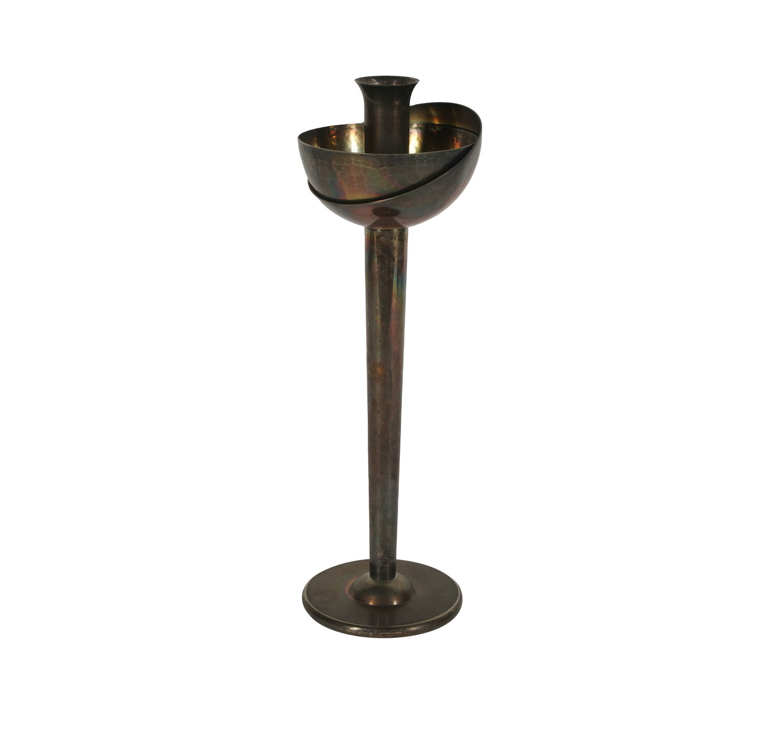 David Palterer for Swid Powell: Silverplate Candlestick: marked to underside 12 x 4 in. (30.5 x 10.2 cm.)