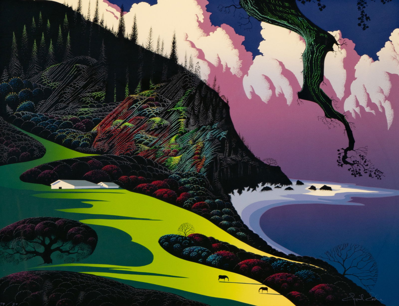 Eyvind Earle (1916-2000): Barns by the Sea (1 of 9)