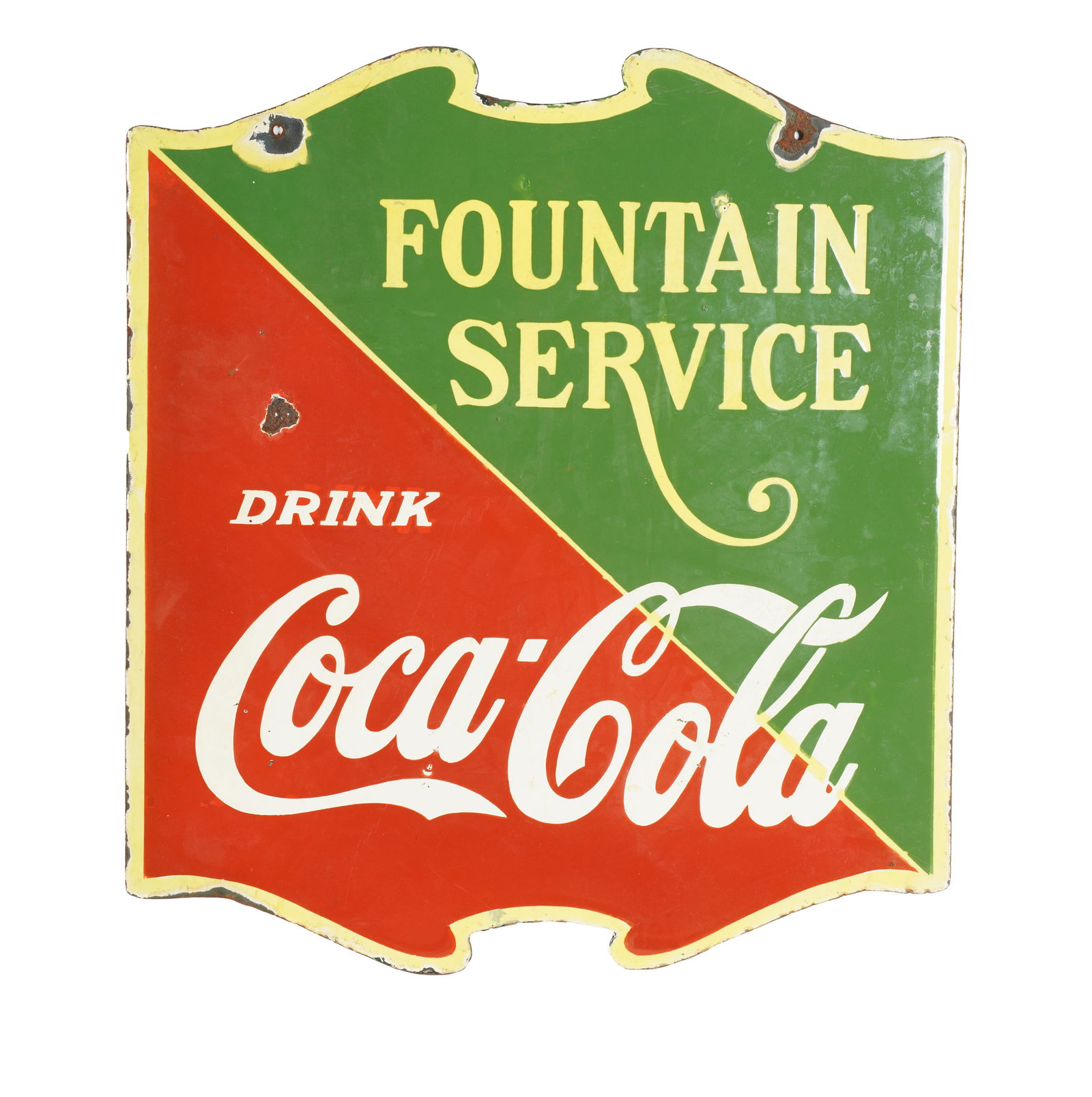 A Double Sided Coca-Cola Fountain Service Advertising Sign (1 of 9)