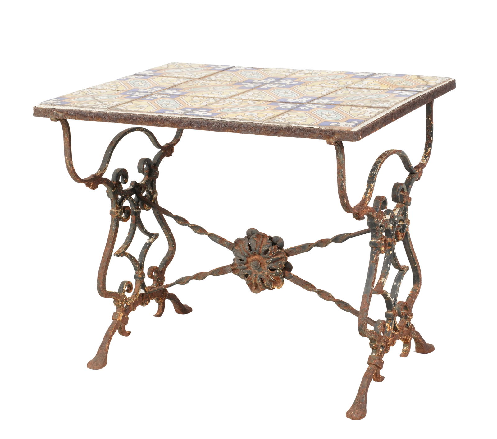 A Spanish Revival Iron and California Tile Patio Table (1 of 8)