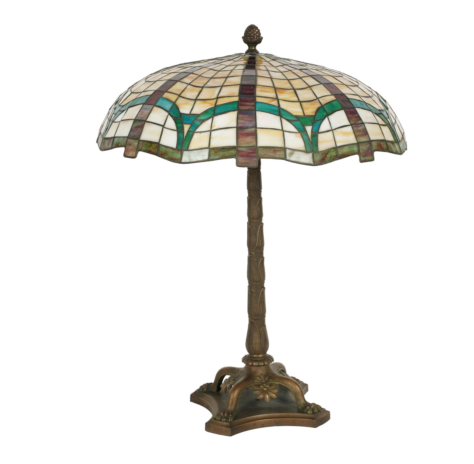 A Bronze and Leaded GlassTable Lamp (1 of 10)