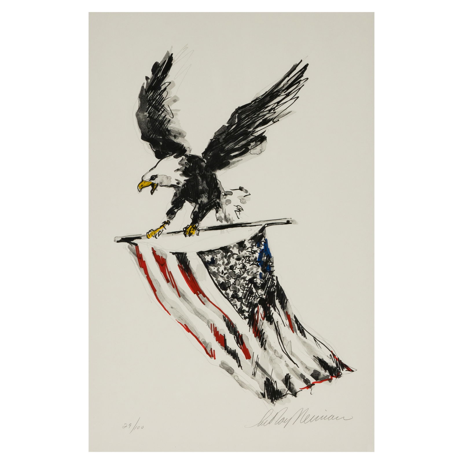 Leroy Nieman (1921-2012): American Eagle and Flag (1 of 10)