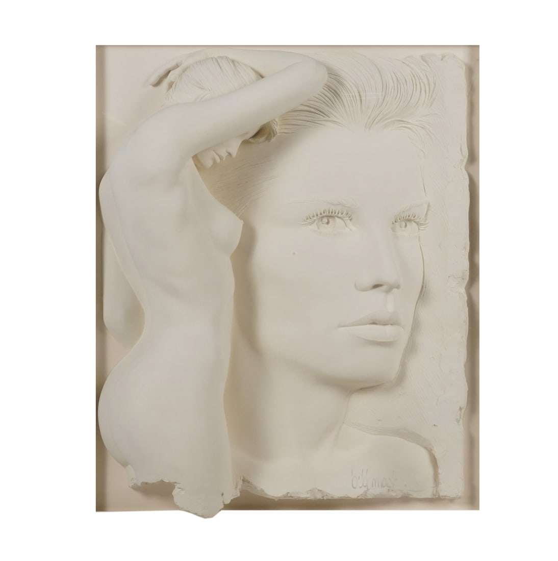 Bill Mack (B. 1949): Nude in Profile: Bill Mack B. 1949 Nude in Profile (Wall Sculpture) bonded sand signed and inscribed "TP" lower right Frame: 51 x 43 x 12 1/2 in. (129.5 x 109.2 x 31.8 cm.) Provenance: The Estate of Marilyn Gilfenbain