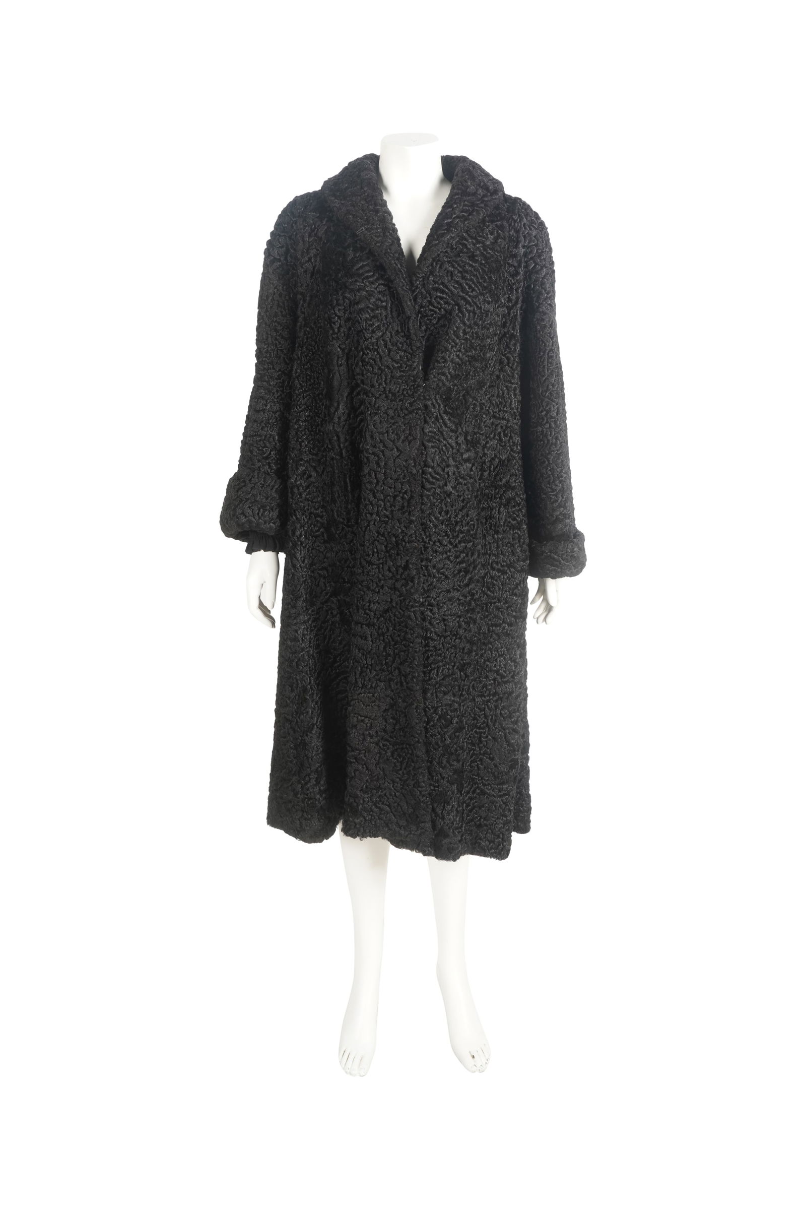 A Black Lambskin Fur Coat (1 of 8)