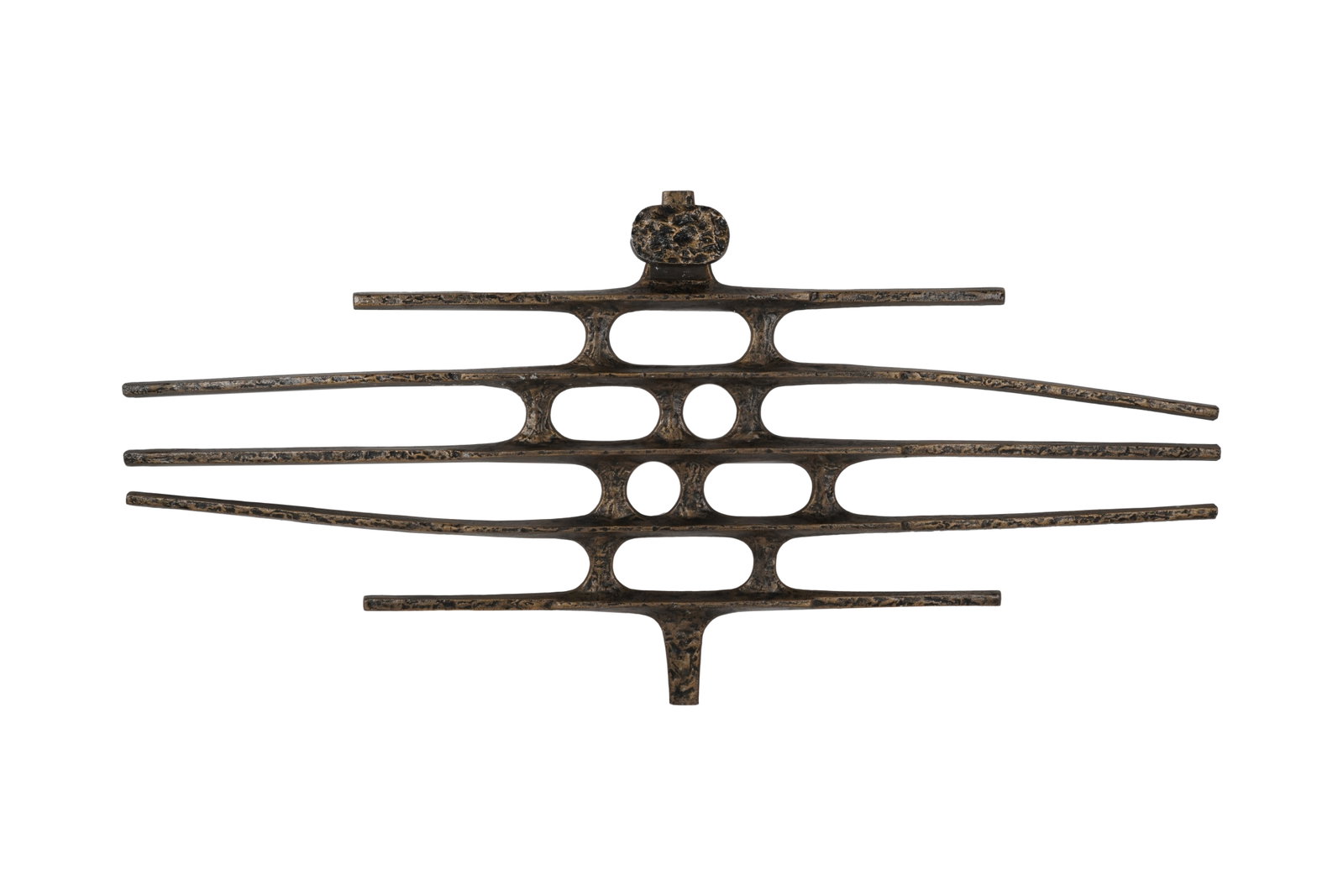 A Bronze Wall Sculpture: Brutalist style 36 x 77 x 3 in. (91.4 x 195.6 x 7.6 cm.)