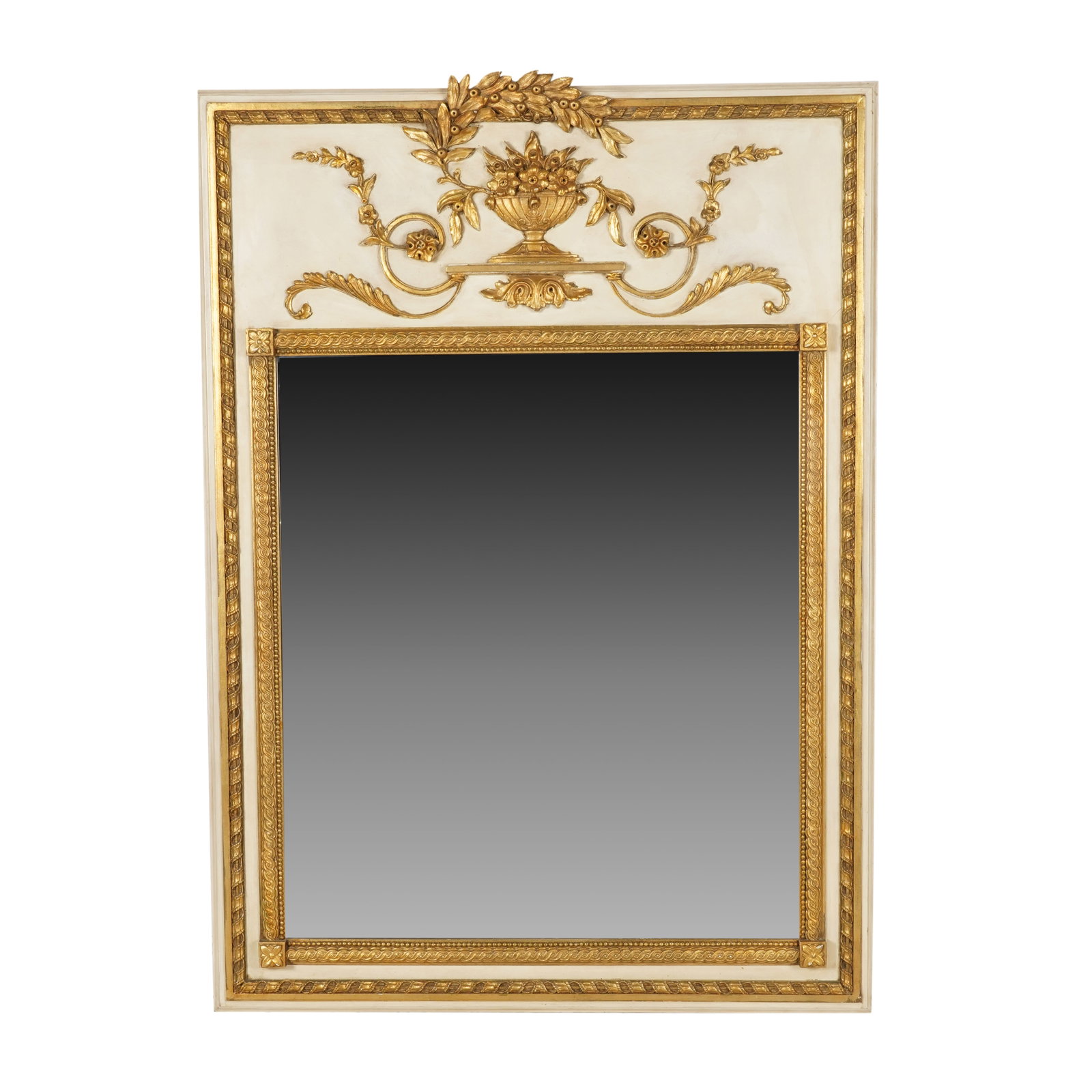 A Neoclassical Style Painted and Gilt Mirror: 20th century 52 1/2 x 38 in. (133.4 x 96.5 cm.)