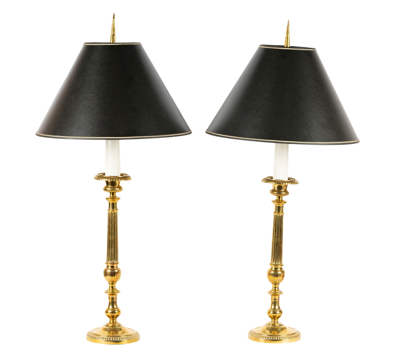 A Pair of Brass Candlestick Form Table Lamps (1 of 10)